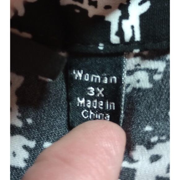 Apt‎ 9 Shirt Womens 3X Black White Button Down Stretch Blouse Geometric Print - Picture 6 of 8